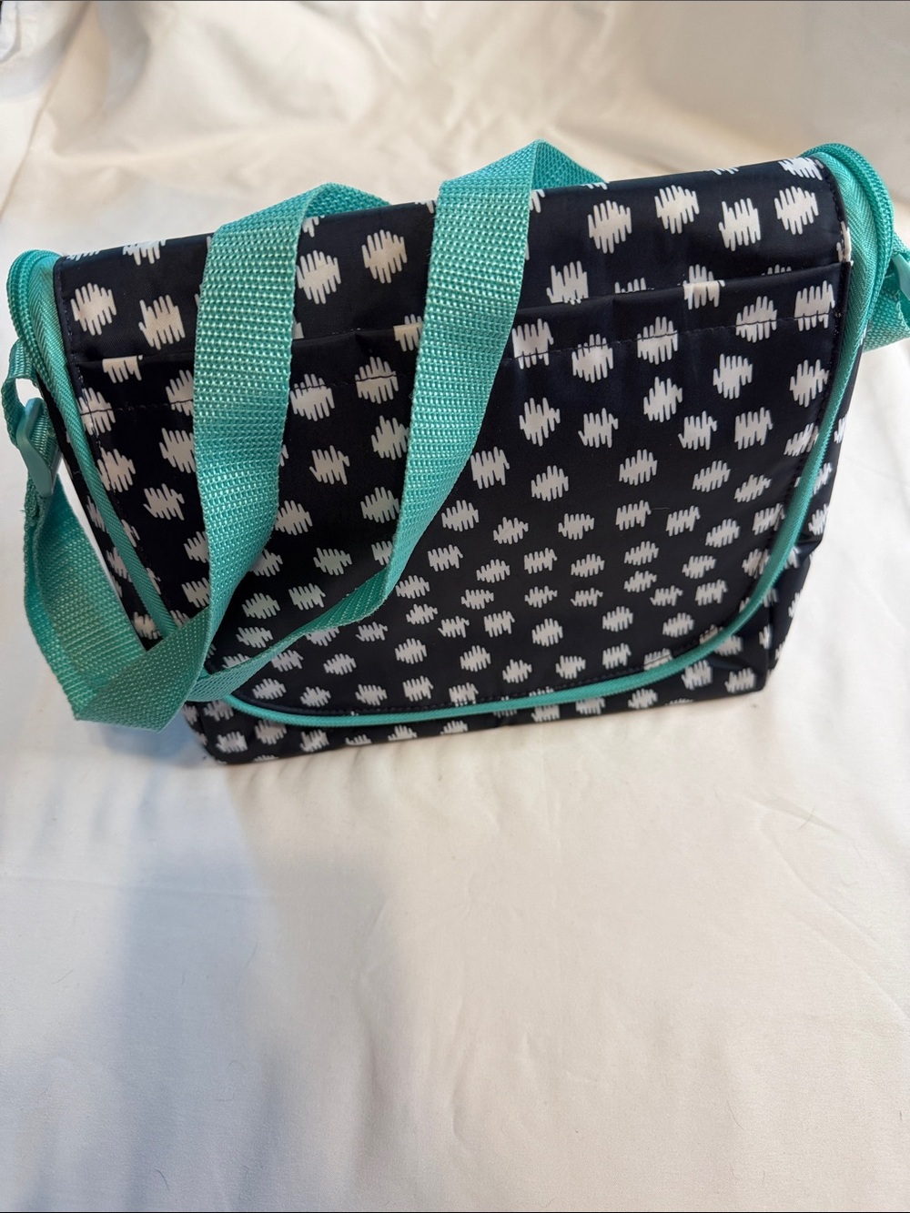 thirty-one Black & Teal Patterned Crossbody Tote